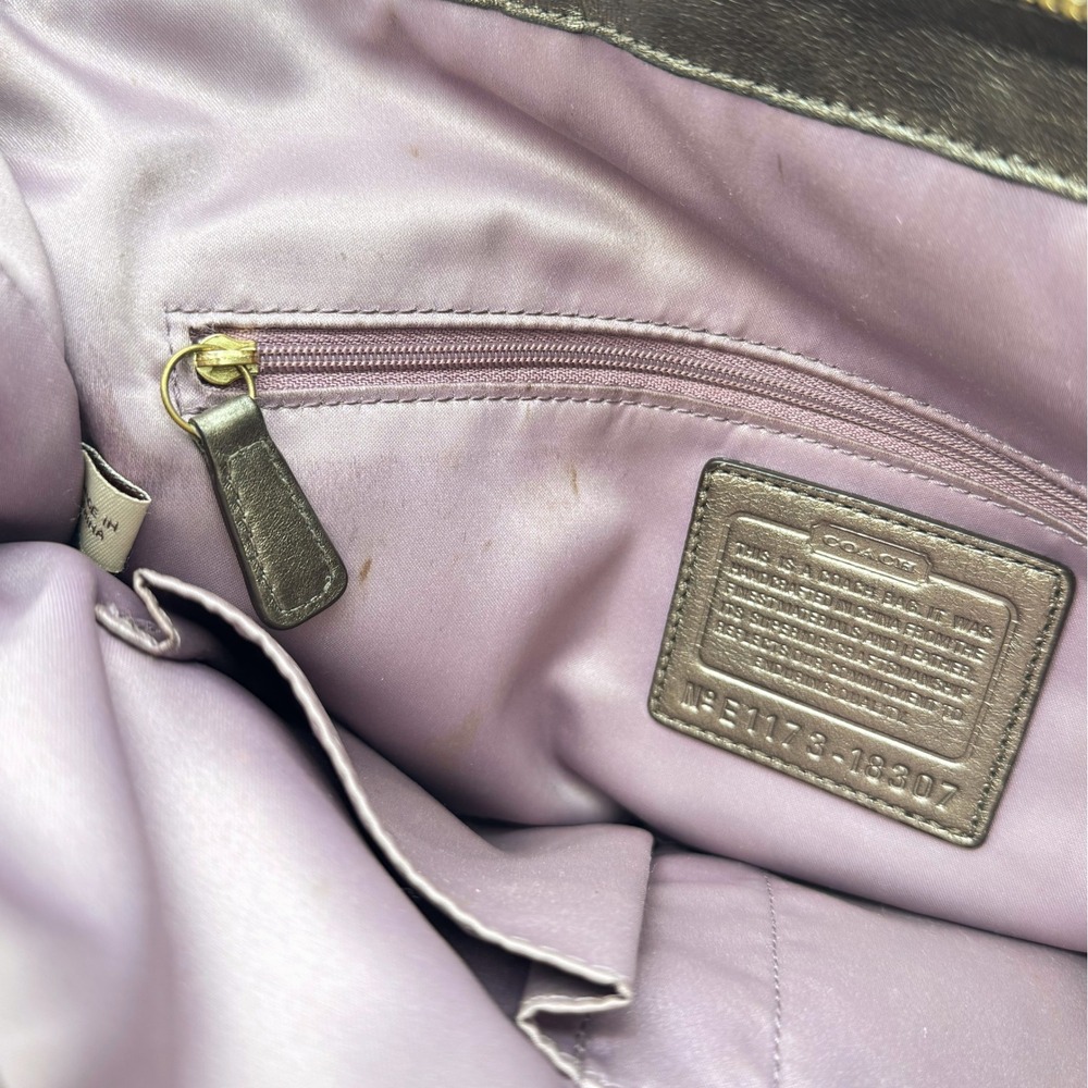 Coach Kristin Metallic Python Snake Embossed Leather Shoulder Bag 18307 Taupe - Picture 9 of 14